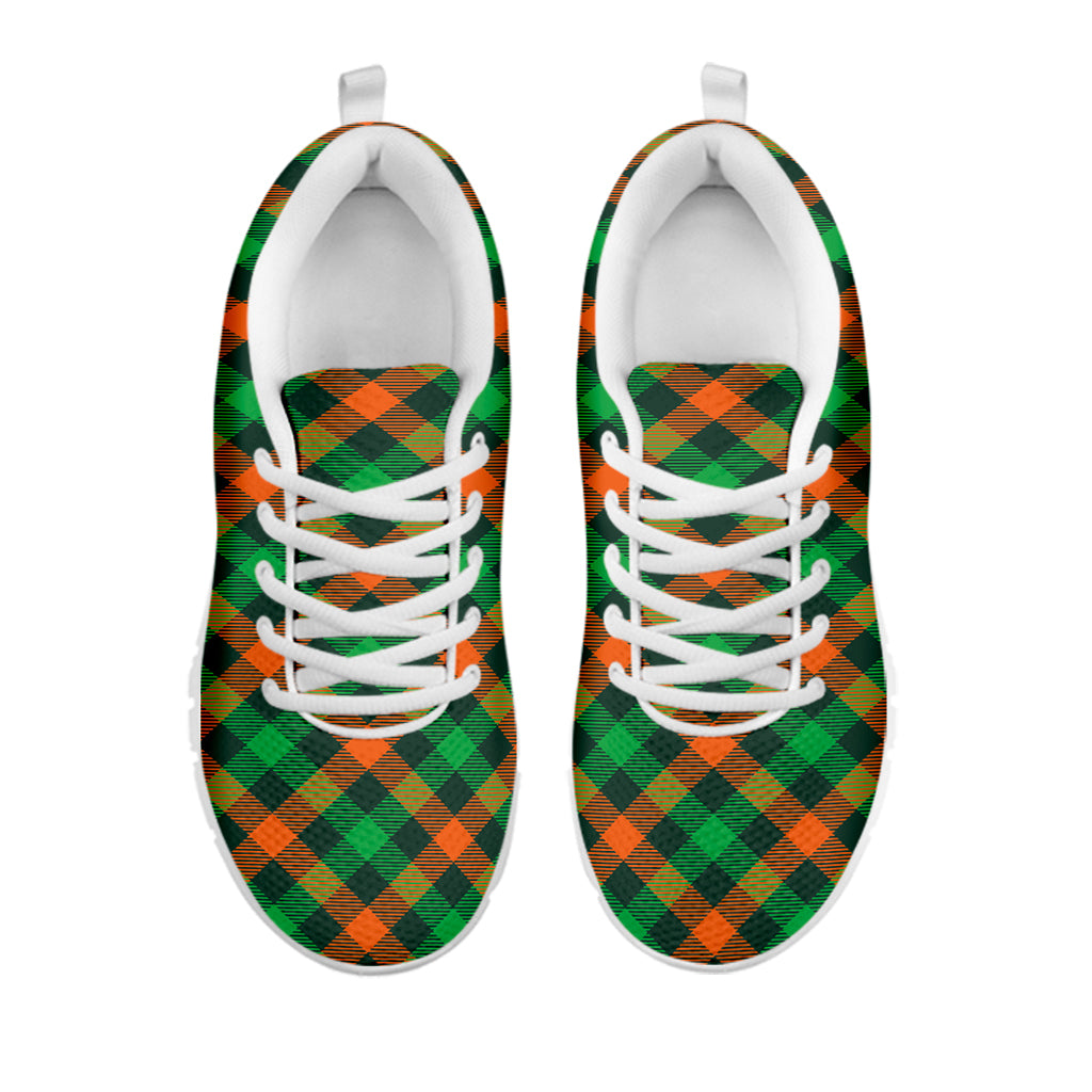 Irish Saint Patrick's Day Plaid Print White Sneakers