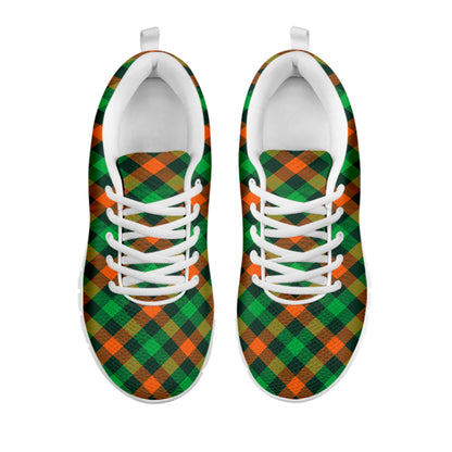 Irish Saint Patrick's Day Plaid Print White Sneakers