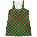 Irish Saint Patrick's Day Plaid Print Women's Racerback Tank Top