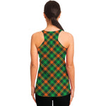 Irish Saint Patrick's Day Plaid Print Women's Racerback Tank Top