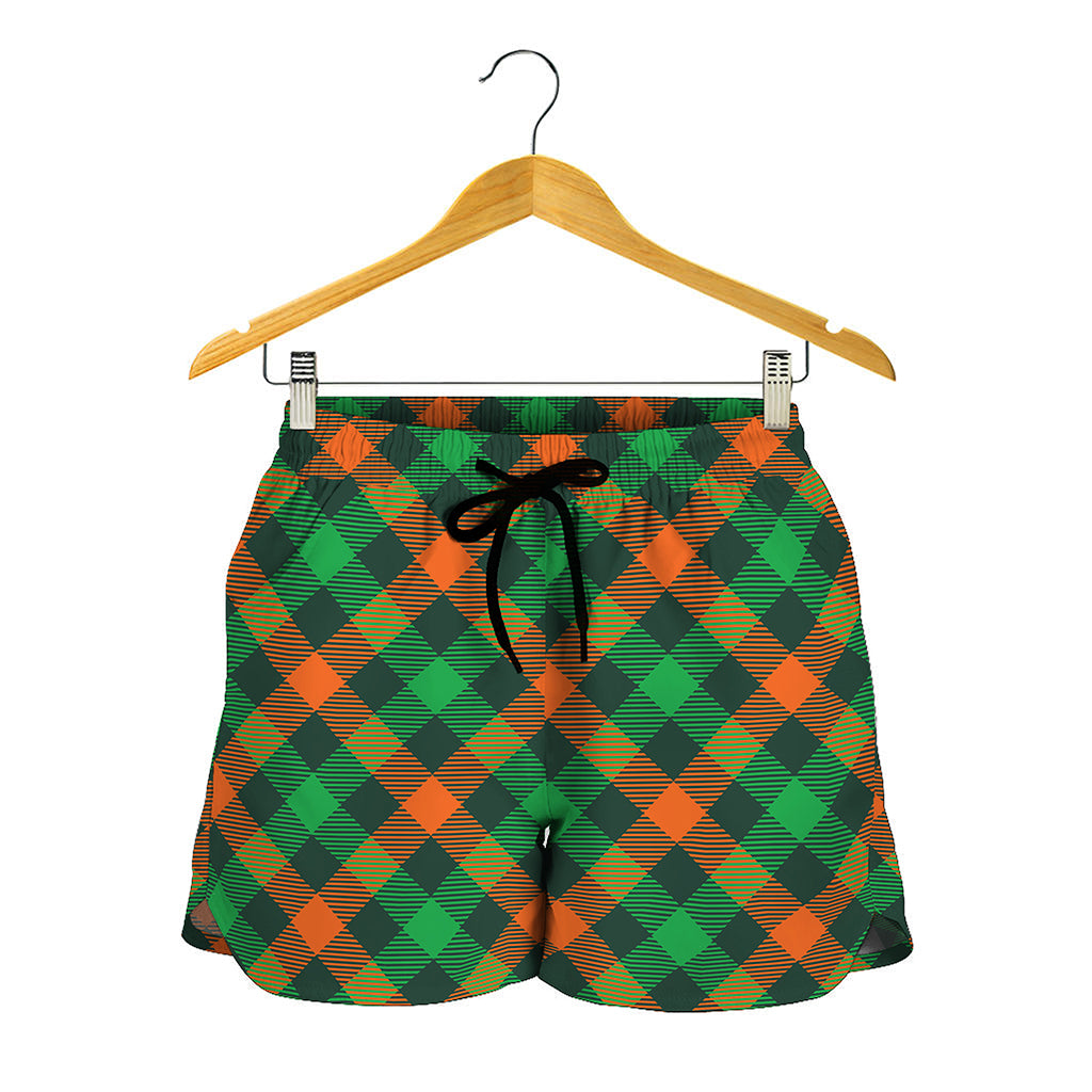 Irish Saint Patrick's Day Plaid Print Women's Shorts