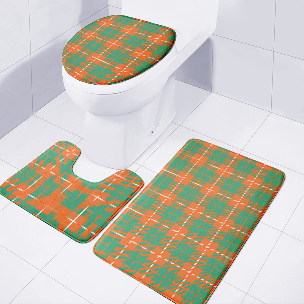 Irish Saint Patrick's Day Tartan Print 3 Piece Bath Mat Set
