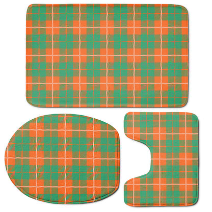 Irish Saint Patrick's Day Tartan Print 3 Piece Bath Mat Set