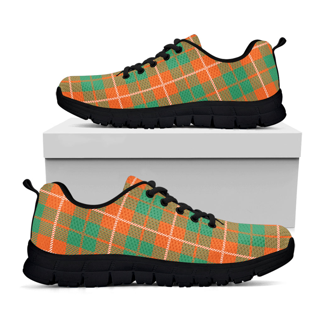 Irish Saint Patrick's Day Tartan Print Black Sneakers