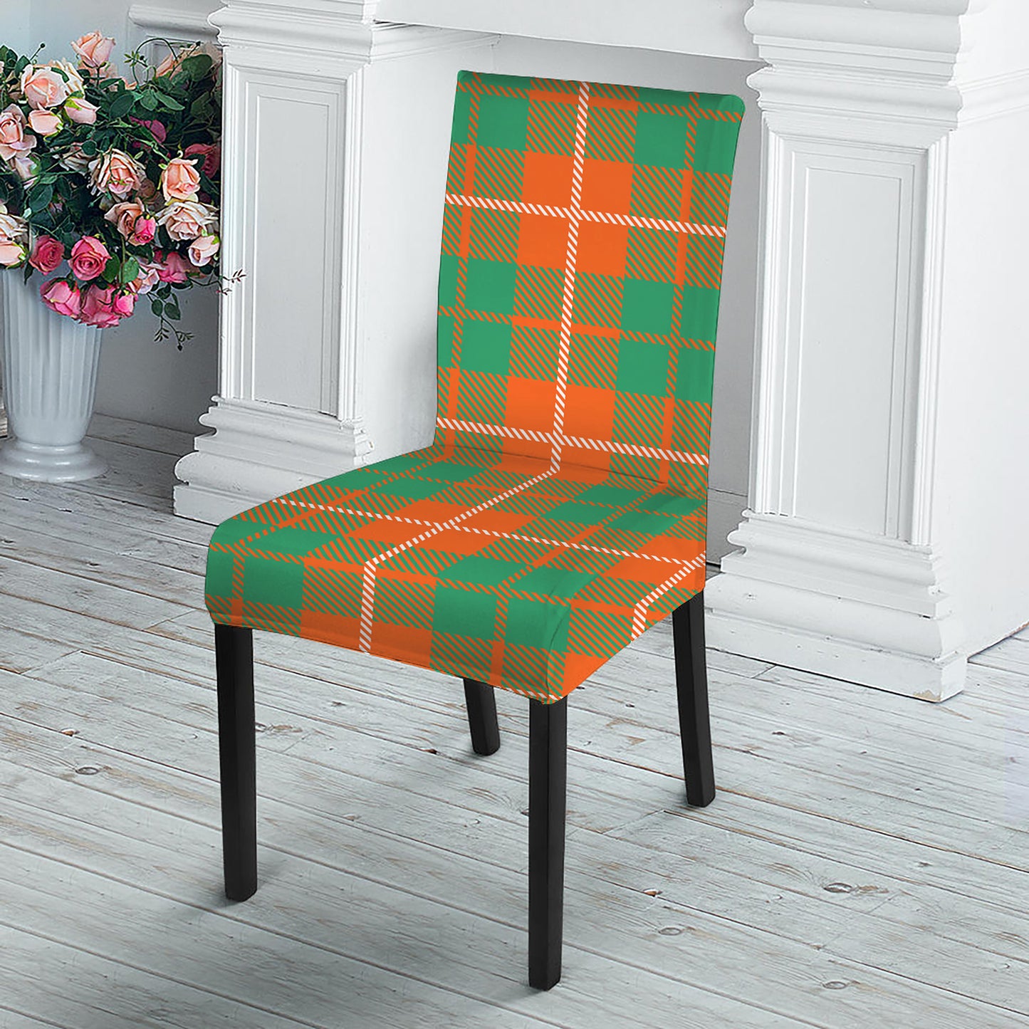 Irish Saint Patrick's Day Tartan Print Dining Chair Slipcover