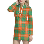 Irish Saint Patrick's Day Tartan Print Hoodie Dress