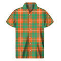 Irish Saint Patrick's Day Tartan Print Men's Short Sleeve Shirt