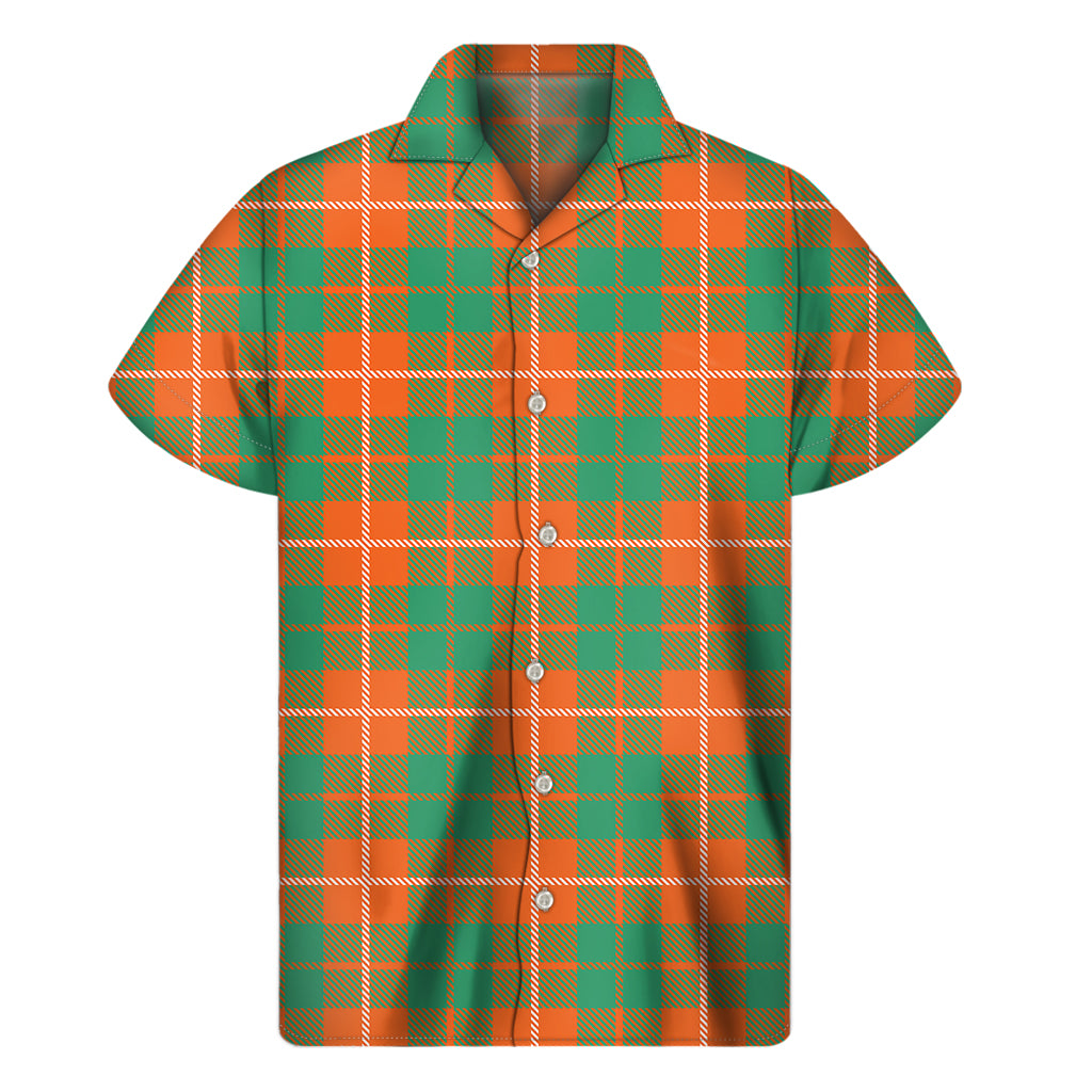 Irish Saint Patrick's Day Tartan Print Men's Short Sleeve Shirt