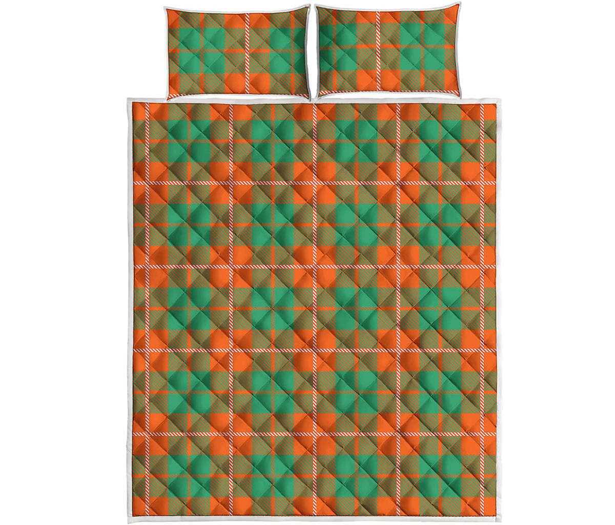 Irish Saint Patrick's Day Tartan Print Quilt Bed Set