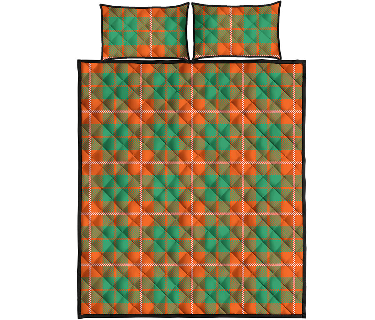Irish Saint Patrick's Day Tartan Print Quilt Bed Set