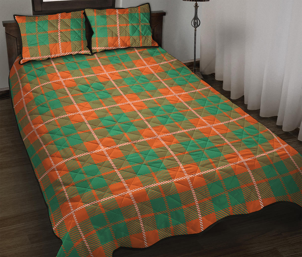 Irish Saint Patrick's Day Tartan Print Quilt Bed Set