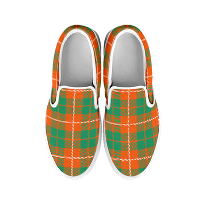 Irish Saint Patrick's Day Tartan Print White Slip On Shoes