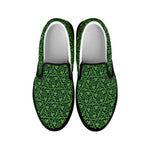 Irish Shamrock Pattern Print Black Slip On Shoes
