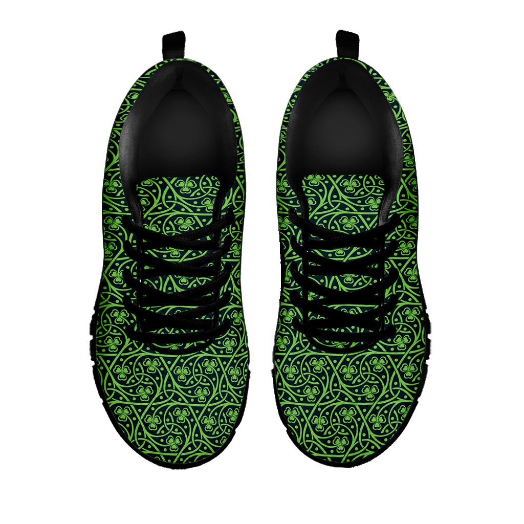 Irish Shamrock Pattern Print Black Sneakers