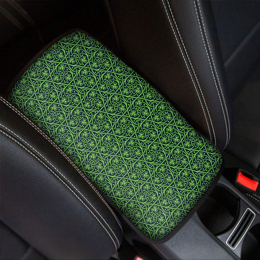 Irish Shamrock Pattern Print Car Center Console Cover