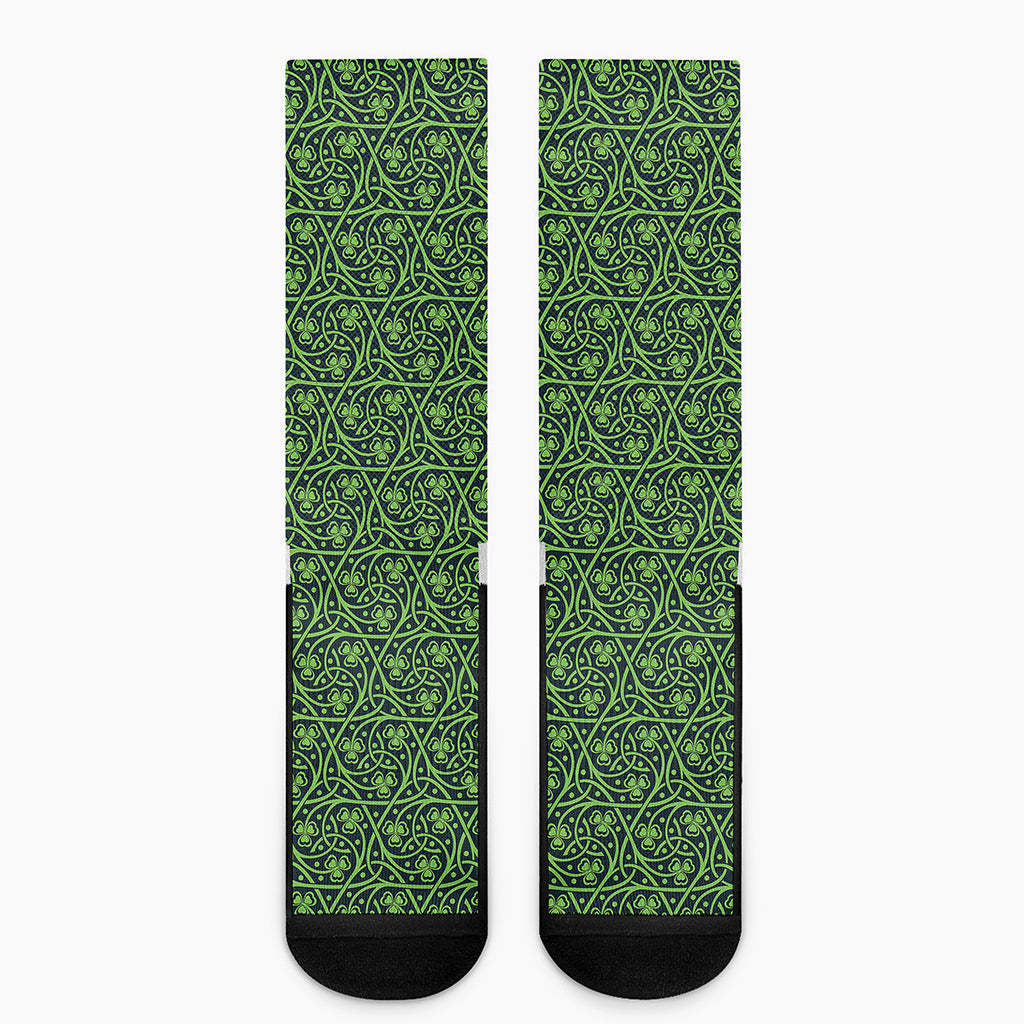 Irish Shamrock Pattern Print Crew Socks
