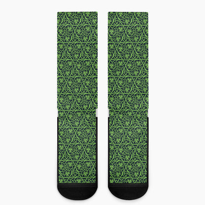 Irish Shamrock Pattern Print Crew Socks