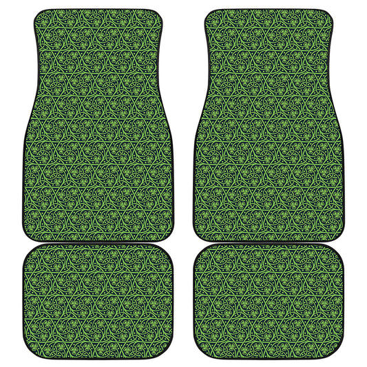 Irish Shamrock Pattern Print Front and Back Car Floor Mats