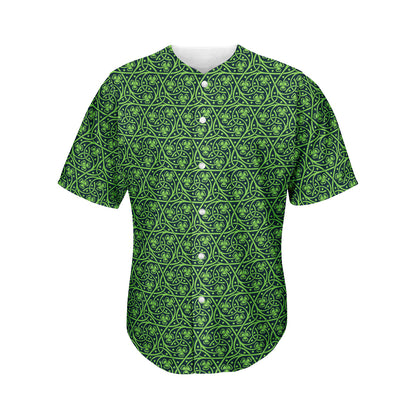 Irish Shamrock Pattern Print Men's Baseball Jersey