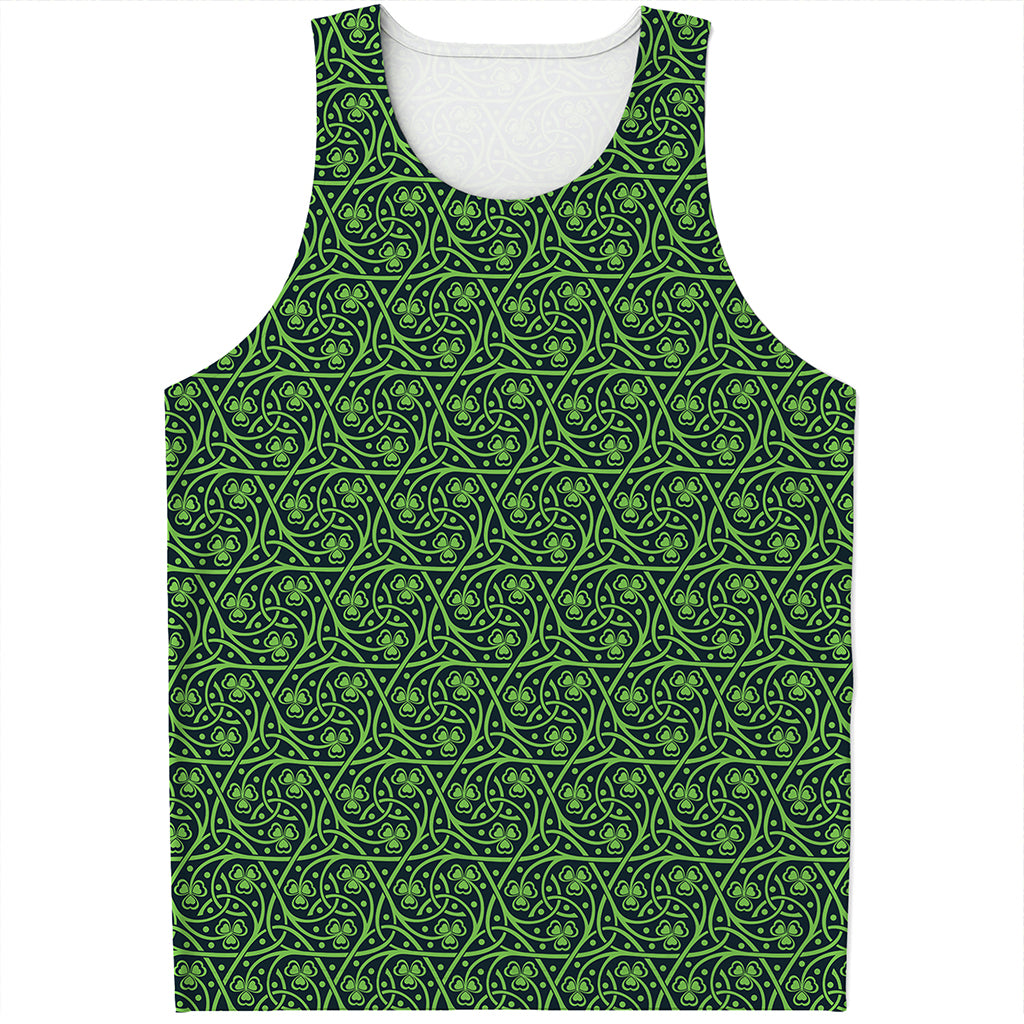 Irish Shamrock Pattern Print Men's Tank Top