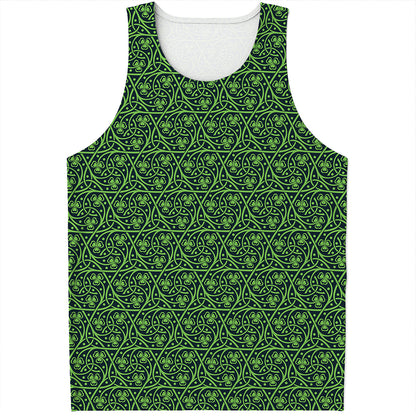 Irish Shamrock Pattern Print Men's Tank Top