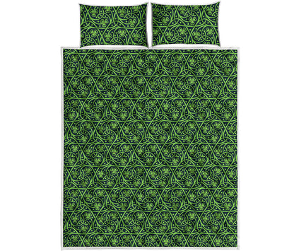 Irish Shamrock Pattern Print Quilt Bed Set