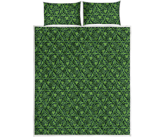 Irish Shamrock Pattern Print Quilt Bed Set