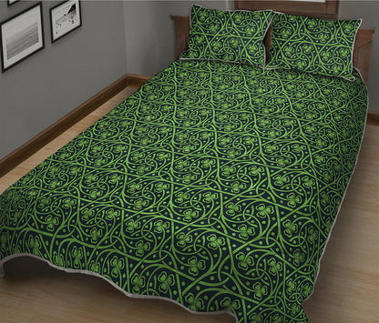 Irish Shamrock Pattern Print Quilt Bed Set