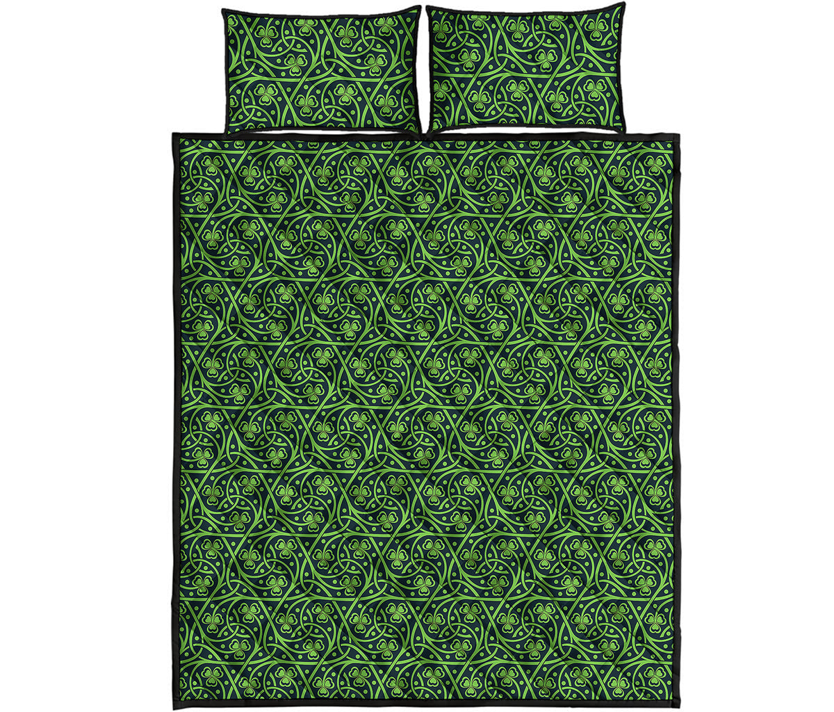 Irish Shamrock Pattern Print Quilt Bed Set