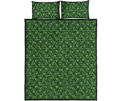 Irish Shamrock Pattern Print Quilt Bed Set