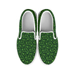 Irish Shamrock Pattern Print White Slip On Shoes