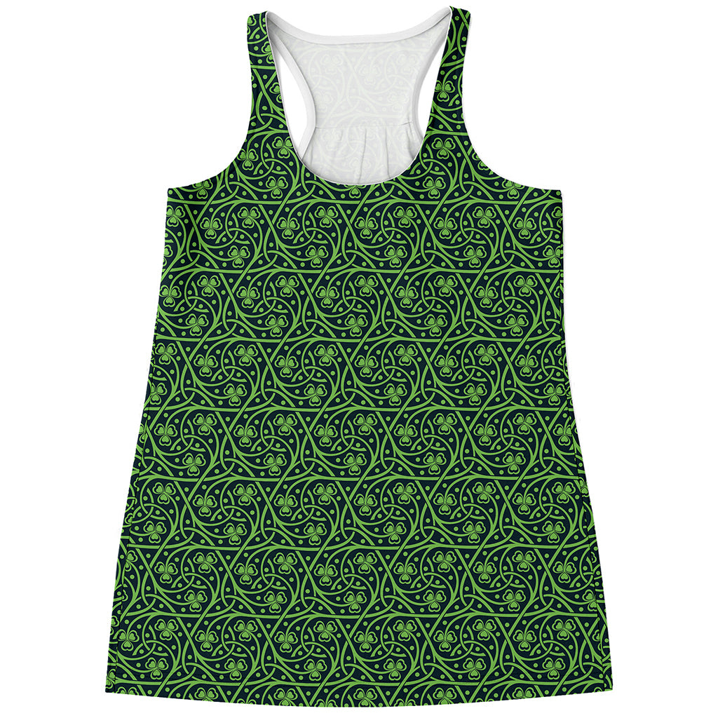 Irish Shamrock Pattern Print Women's Racerback Tank Top