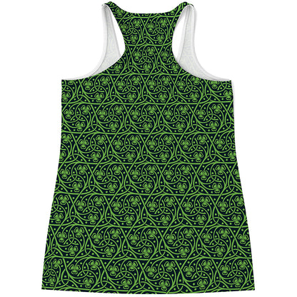 Irish Shamrock Pattern Print Women's Racerback Tank Top