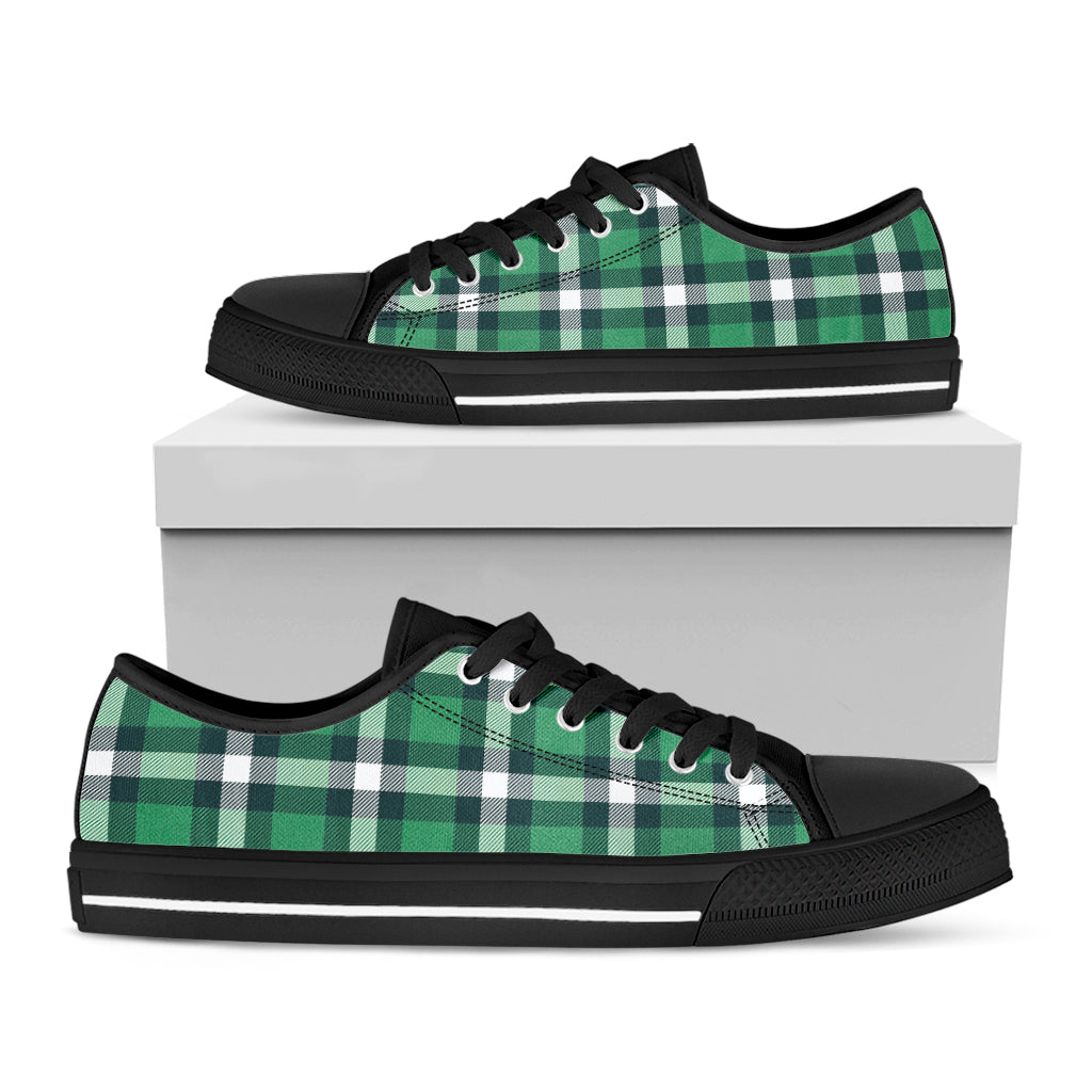 Irish St. Patrick's Day Plaid Print Black Low Top Shoes