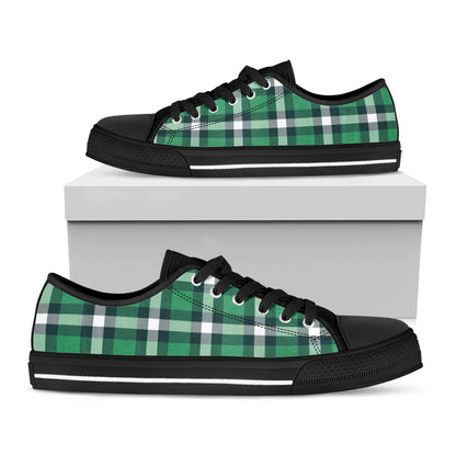 Irish St. Patrick's Day Plaid Print Black Low Top Shoes