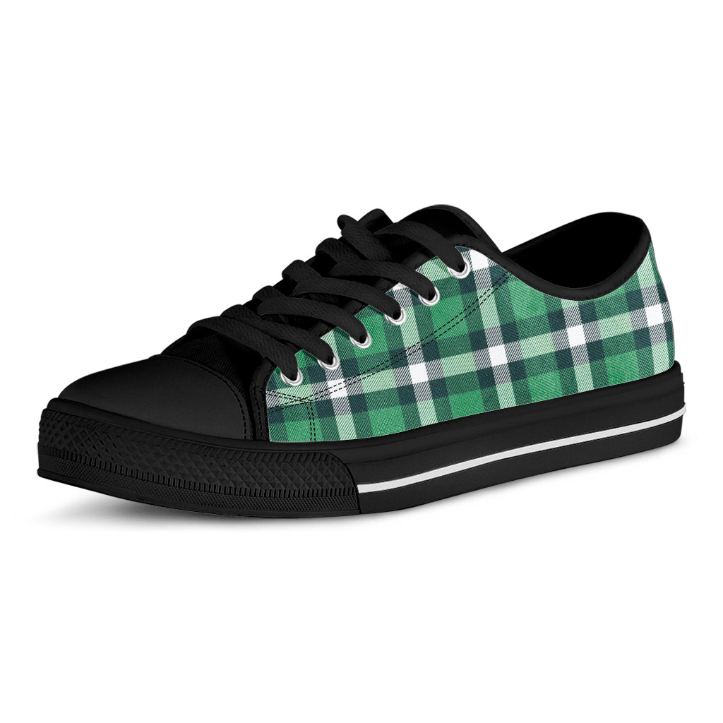 Irish St. Patrick's Day Plaid Print Black Low Top Shoes