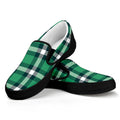 Irish St. Patrick's Day Plaid Print Black Slip On Sneakers