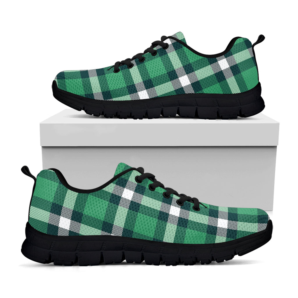 Irish St. Patrick's Day Plaid Print Black Sneakers