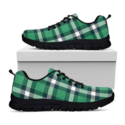 Irish St. Patrick's Day Plaid Print Black Sneakers