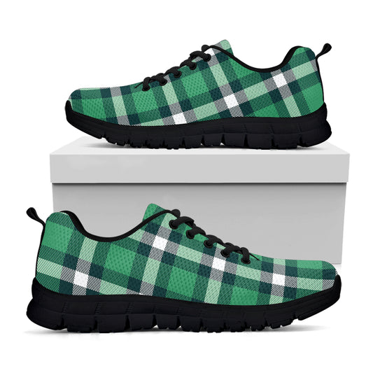 Irish St. Patrick's Day Plaid Print Black Sneakers