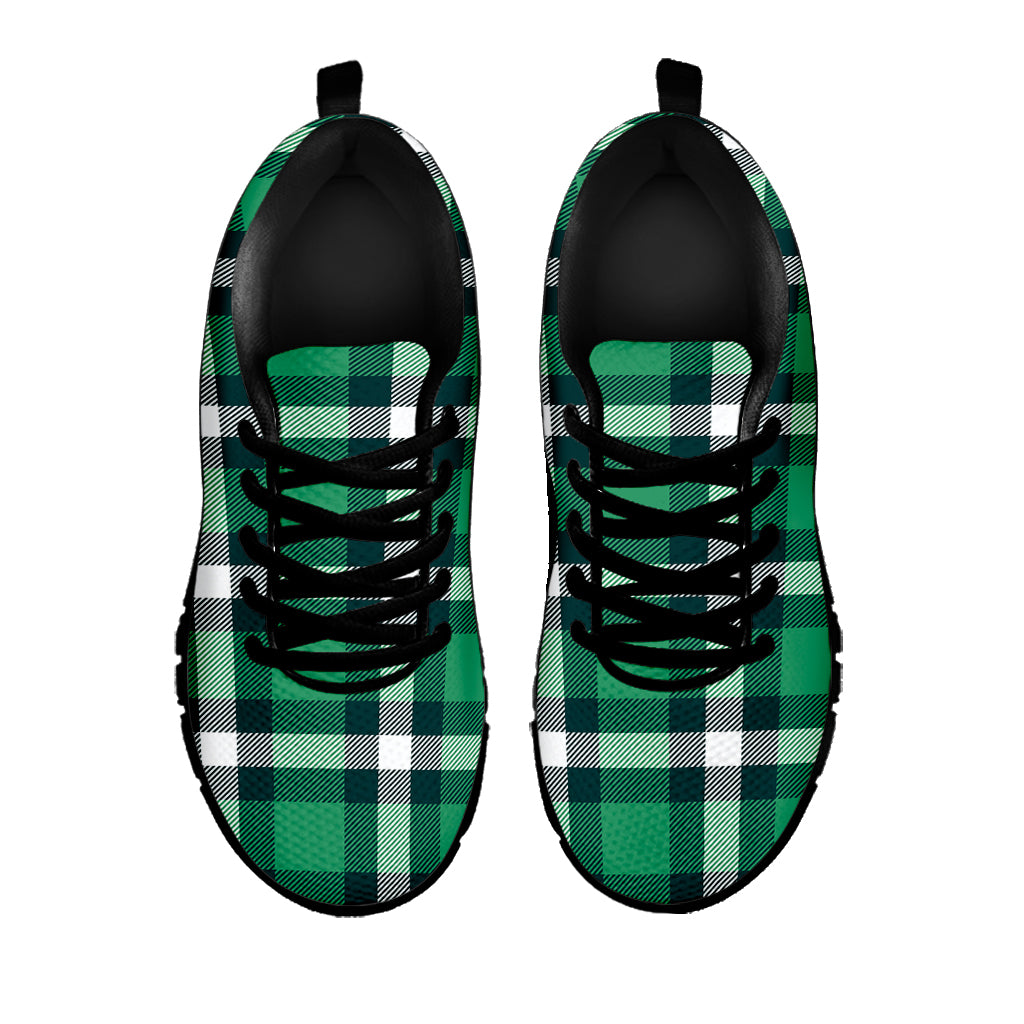 Irish St. Patrick's Day Plaid Print Black Sneakers