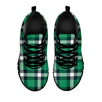 Irish St. Patrick's Day Plaid Print Black Sneakers