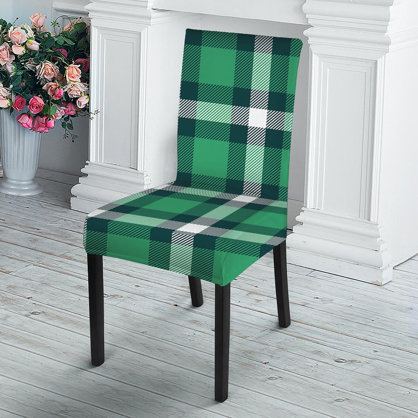 Irish St. Patrick's Day Plaid Print Dining Chair Slipcover