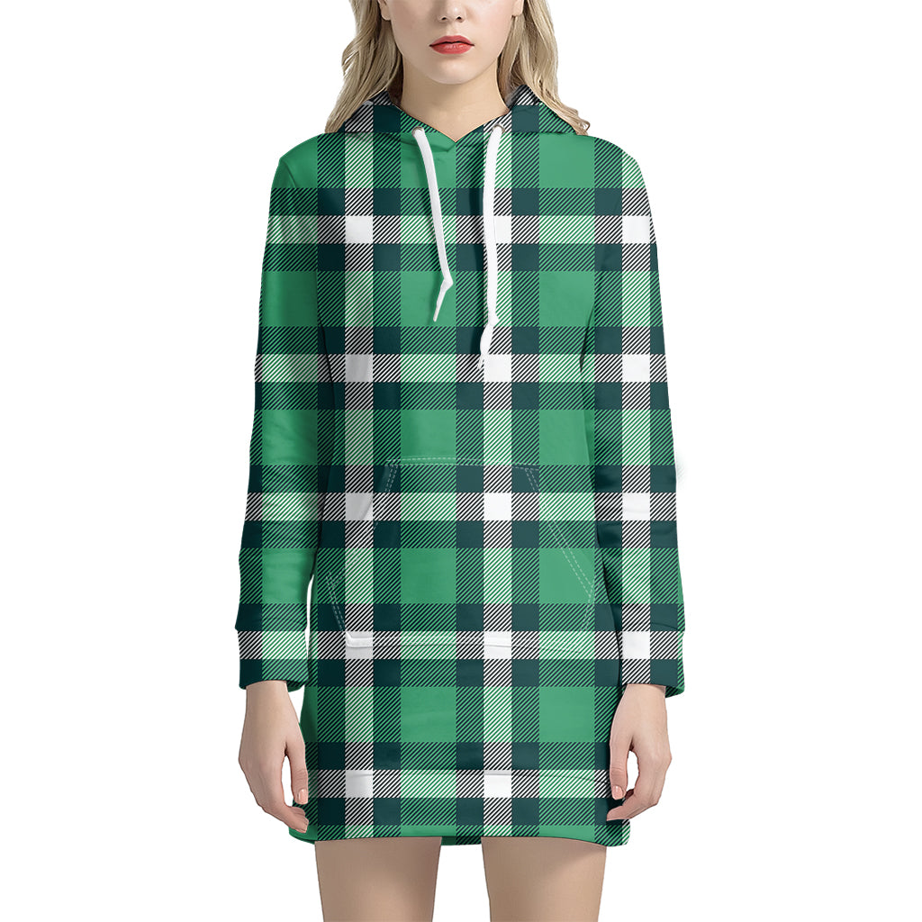 Irish St. Patrick's Day Plaid Print Hoodie Dress