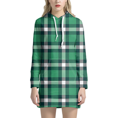 Irish St. Patrick's Day Plaid Print Hoodie Dress