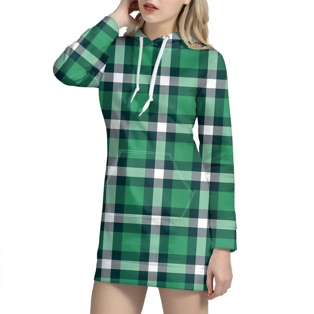 Irish St. Patrick's Day Plaid Print Hoodie Dress