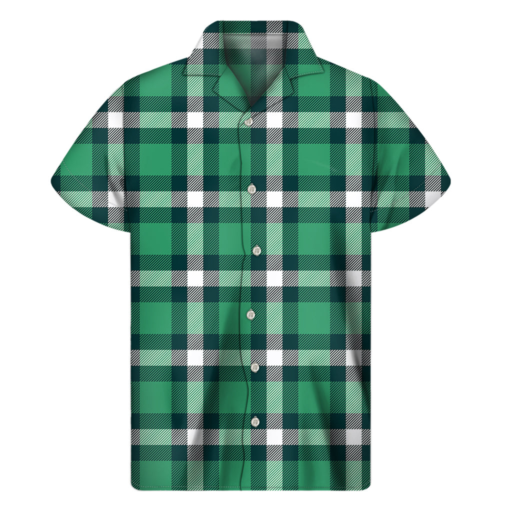 Irish St. Patrick's Day Plaid Print Men's Short Sleeve Shirt