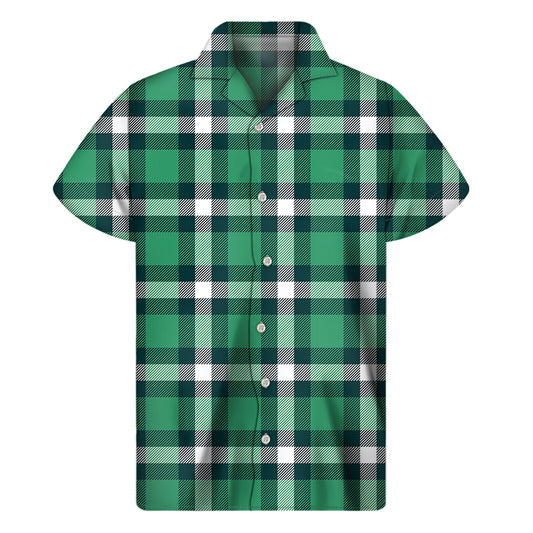 Irish St. Patrick's Day Plaid Print Men's Short Sleeve Shirt