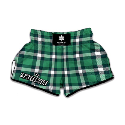 Irish St. Patrick's Day Plaid Print Muay Thai Boxing Shorts