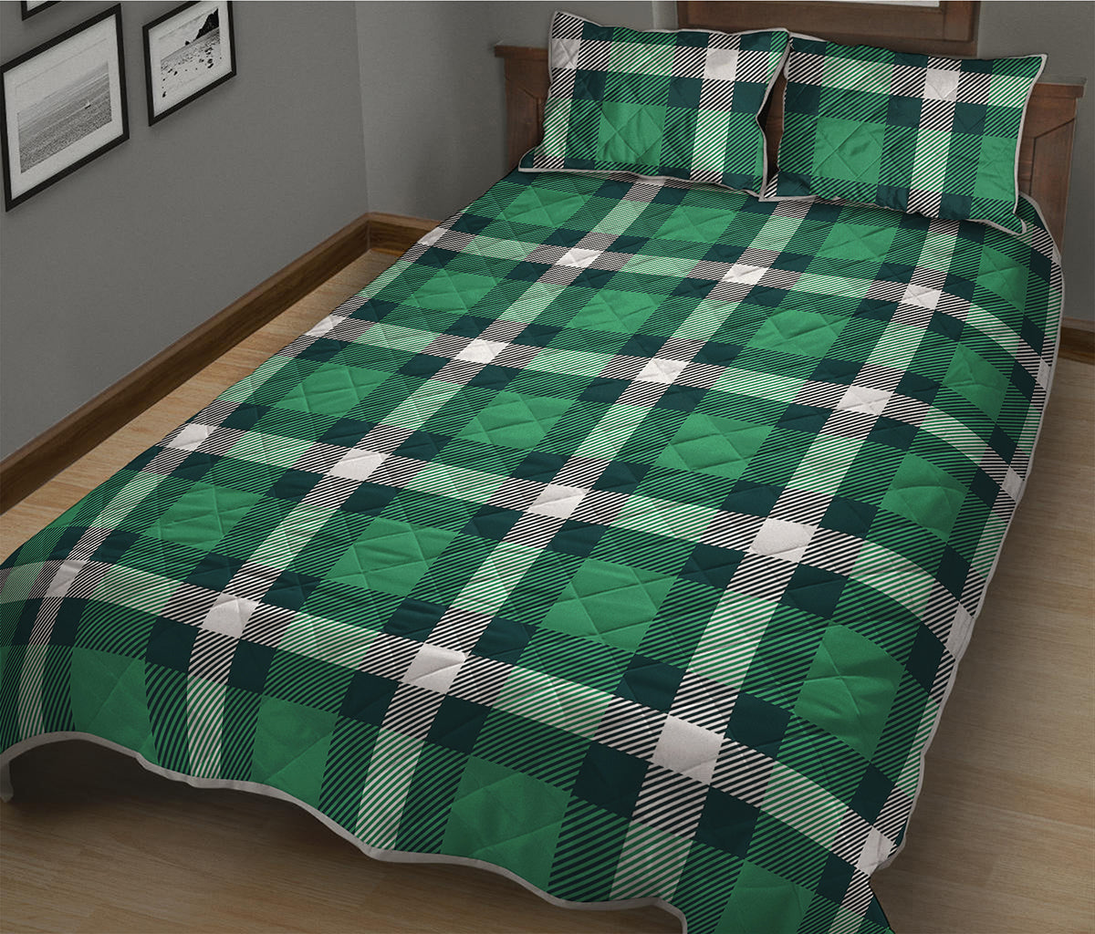 Irish St. Patrick's Day Plaid Print Quilt Bed Set